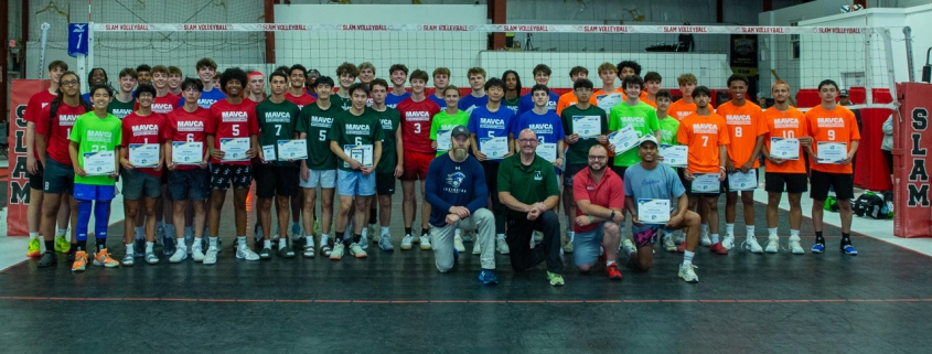 The players and coaches at the 2025 MAVCA Boys All State Showcase